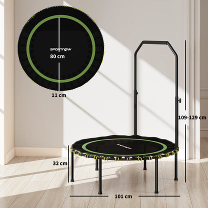 40" Foldable Fitness Trampoline Rebounder with Handle, Green
