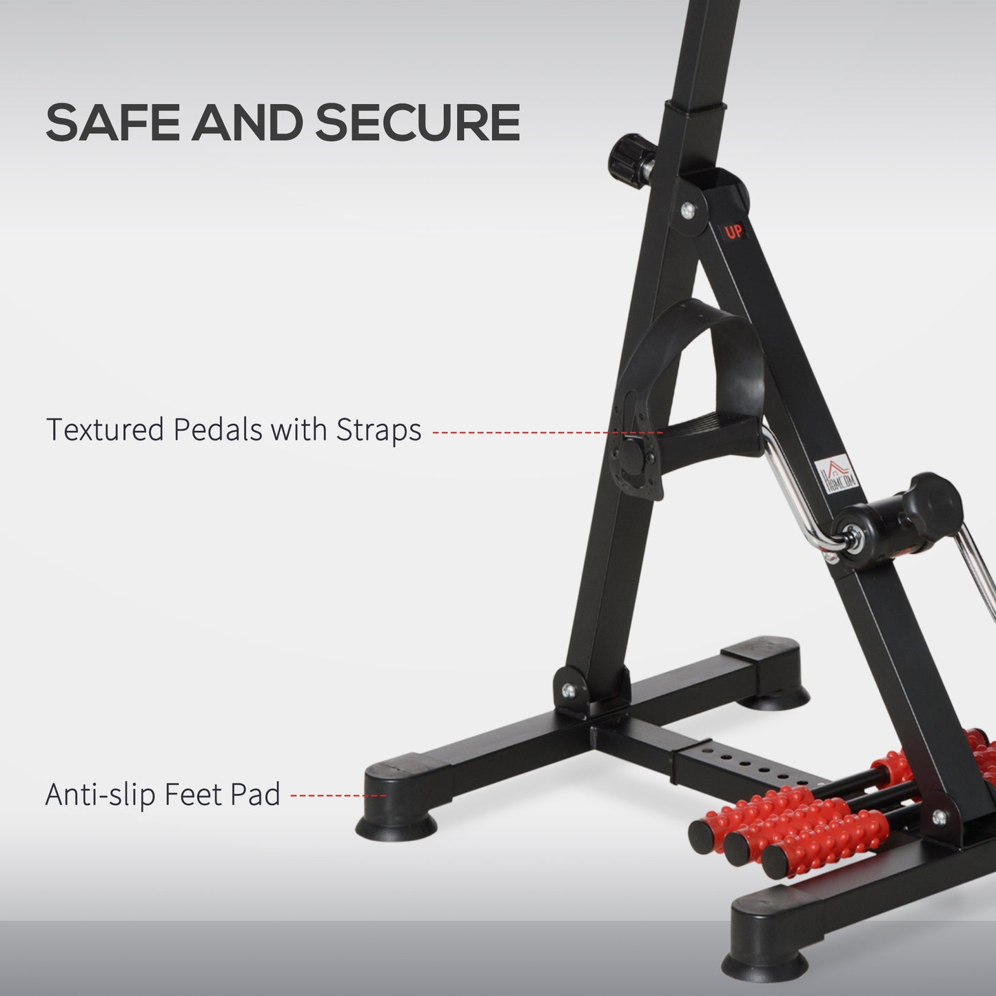 Portable Exercise Bike for Home Pedal Exerciser Height-adjustable 56L x 44- 56W x 75- 97H cm Black and Red