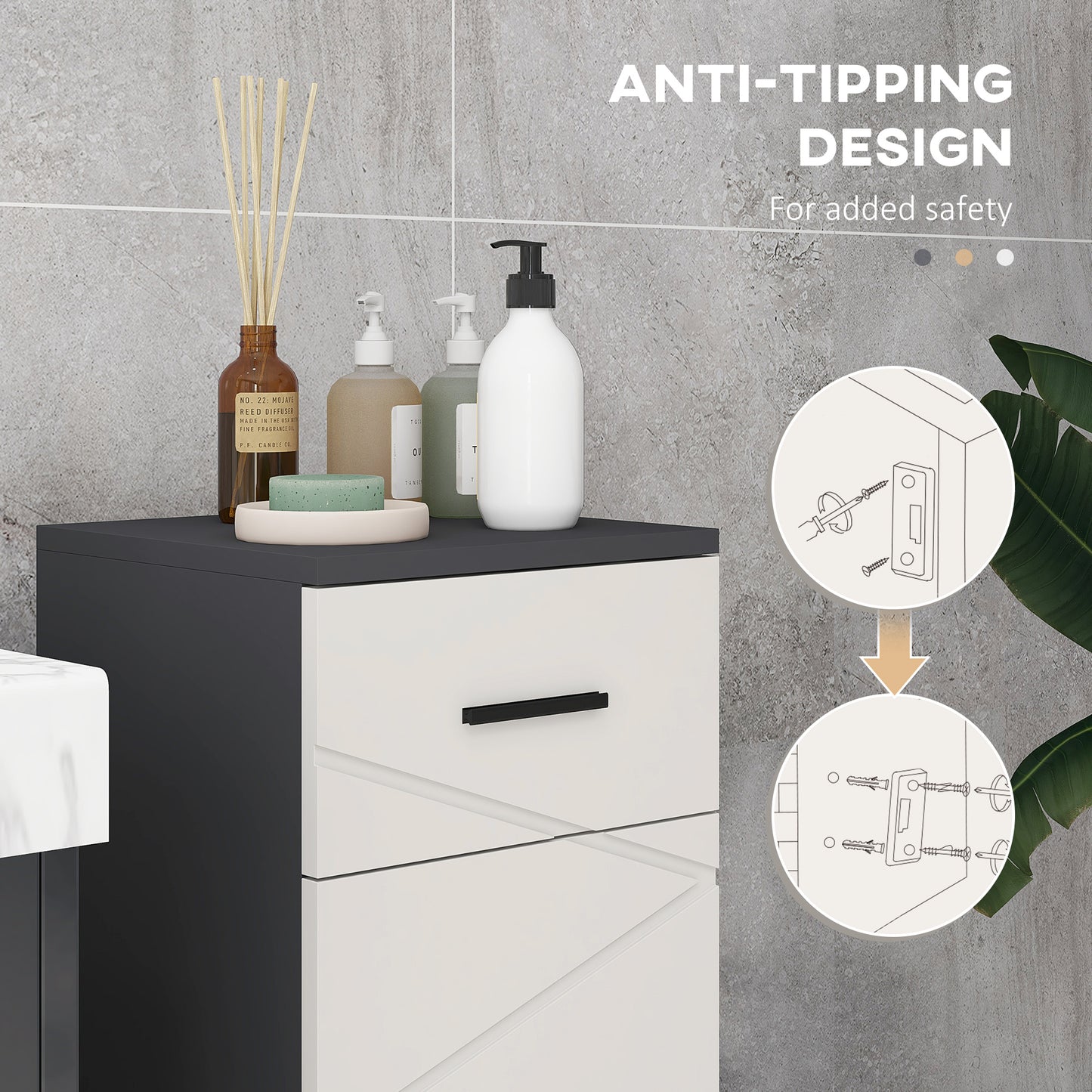 Slim Bathroom Cabinet, Narrow Bathroom Storage Cabinet with Drawer, Door Cupboard, Adjustable Shelf and Soft Close Mechanism