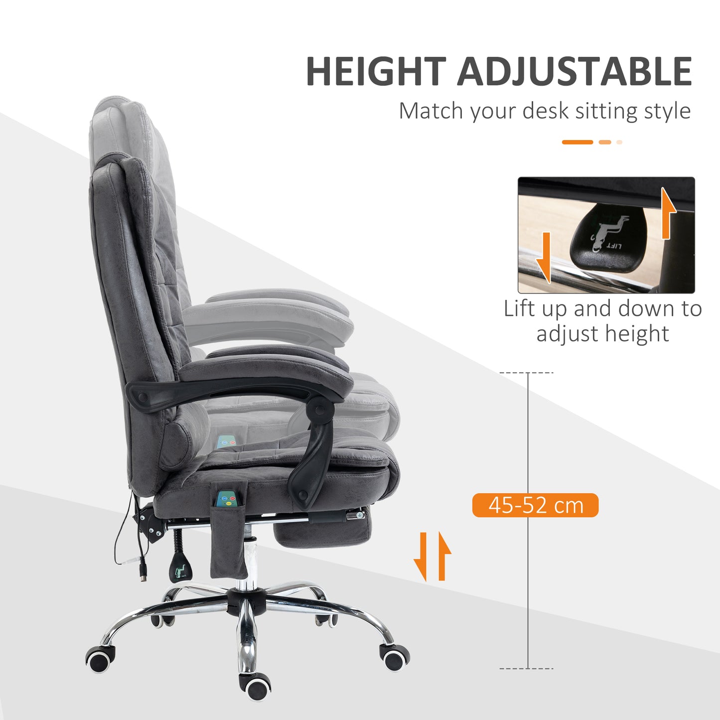 Heated 6 Points Vibration Massage Executive Office Chair Adjustable Swivel Ergonomic High Back Desk Chair Recliner with Footr