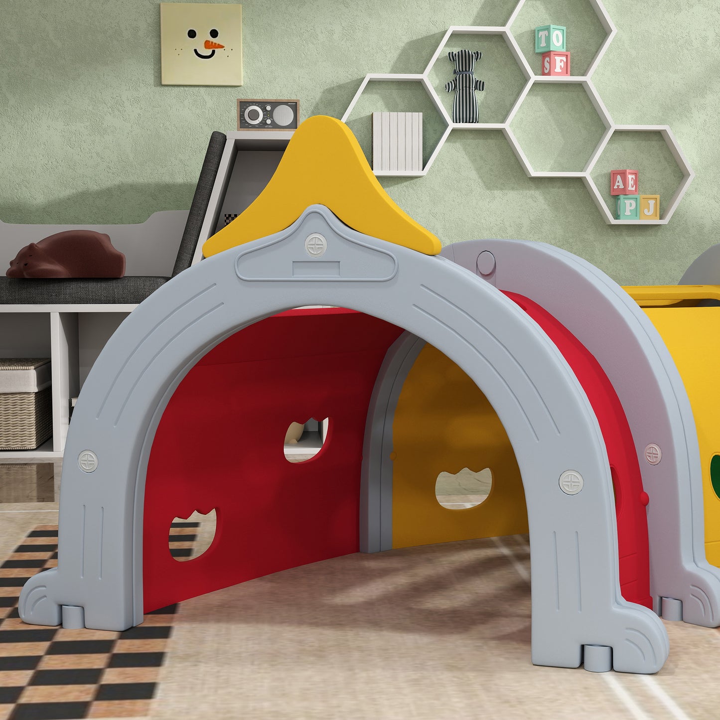 Kids Play Tunnel with Lion Design for 3-6 Years, Crawling, Climbing, Indoors & Outdoors