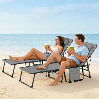 Five-Position Reclining Sun Loungers Set of 2 - Grey