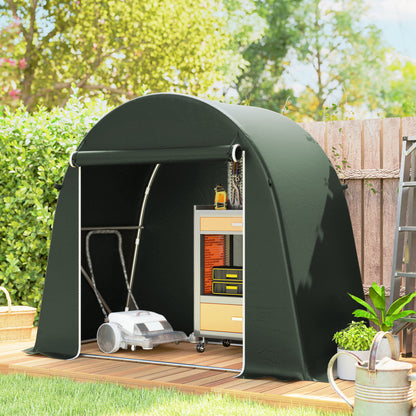 8 x 4 ft Garden Storage Tent, Waterproof Bike Tent with Roll-up Zipper Door and Galvanised Metal Frame, Green