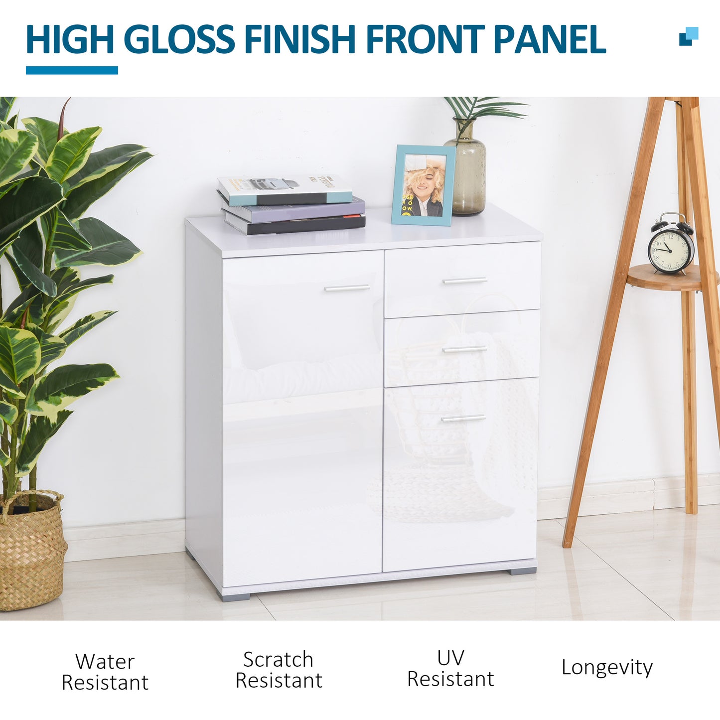 Sideboard, Modern Storage Cabinet with 2 Drawers, 2 Doors and Adjustable Shelf, Kitchen Cabinet for Living Room, Dining Room