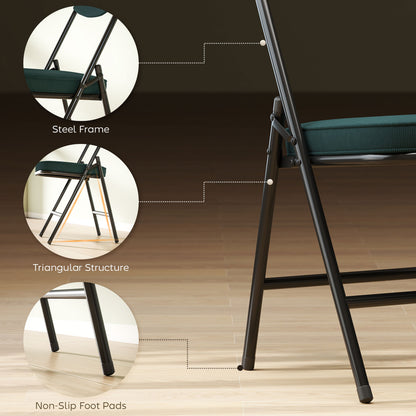 Set of Four Folding Corduroy Seat Chairs - Teal