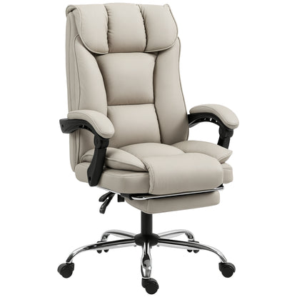 Pet-Friendly Faux Leather Computer Desk Chair, Executive Office Chair with Footrest and Double-Layer Padding, Khaki