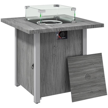50,000 BTU Gas Fire Pit Table, with Cover - Dark Grey