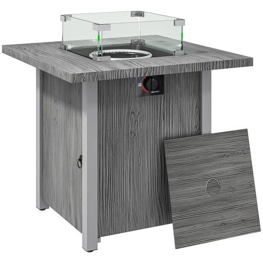 50,000 BTU Gas Fire Pit Table, with Cover - Dark Grey