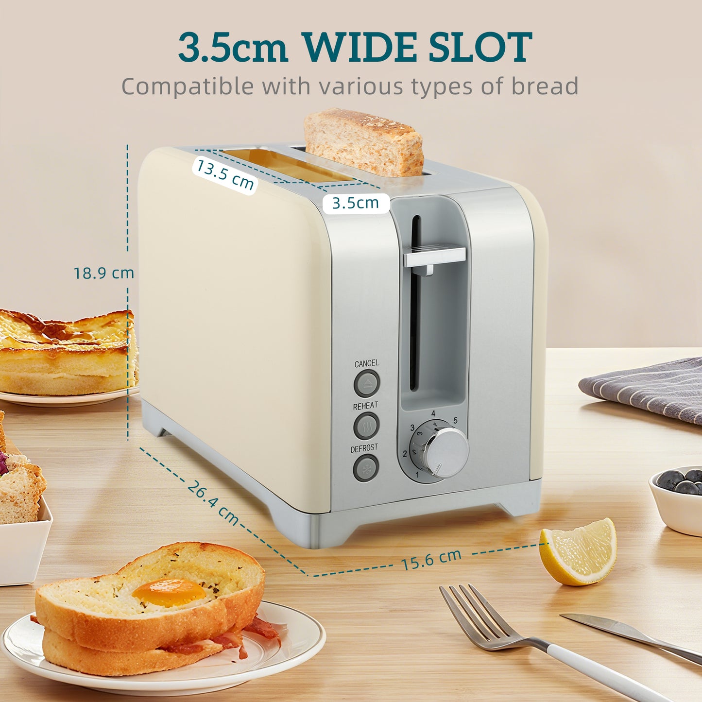 Retro Toaster and Kettle Set - Cream