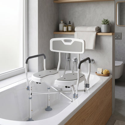 Shower Chair with Hygiene Cut-Out Seat and Reinforced Crossbars