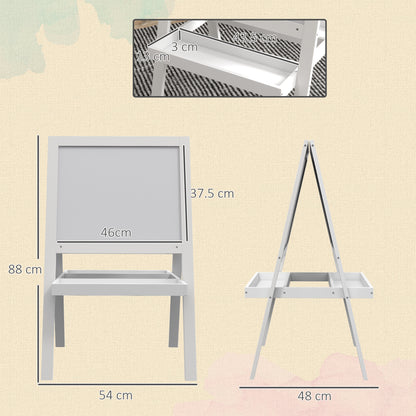 Kids Easel, Art Easel with Double Sided Whiteboard, Chalkboard, Storage, 2 in 1 Standing Easel for Toddlers 18-48 Months