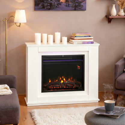 2000W 6824 BTU Faux Flame Fireplace - White