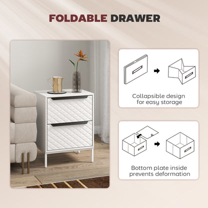 Chest of Drawers, Dresser with 2 Fabric Drawers and Aluminium Handles - White