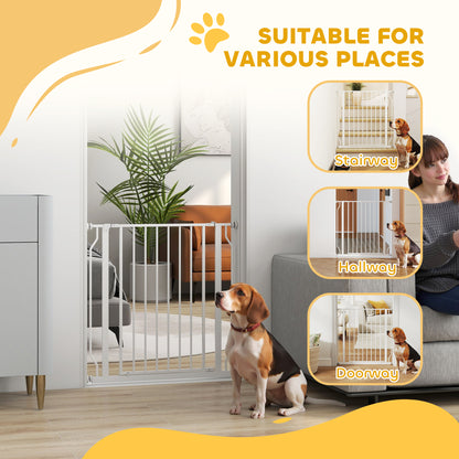Extra Wide Dog Gate, with Door Pressure, for Doorways, Hallways, Staircases - White