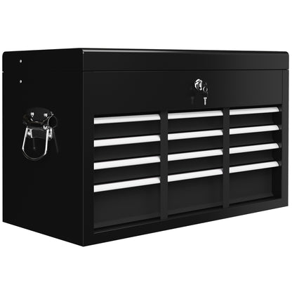 Steel Six Drawer Tool Storage Carry Chest, with Lock and Keys - Black