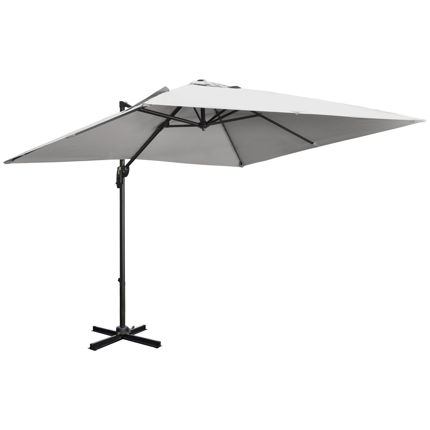 2.7 x 2.7 m Cantilever Parasol, Square Overhanging Umbrella with Cross Base, Crank Handle, Tilt