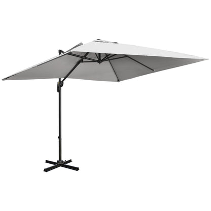 2.7 x 2.7 m Cantilever Parasol, Square Overhanging Umbrella with Cross Base, Crank Handle, Tilt