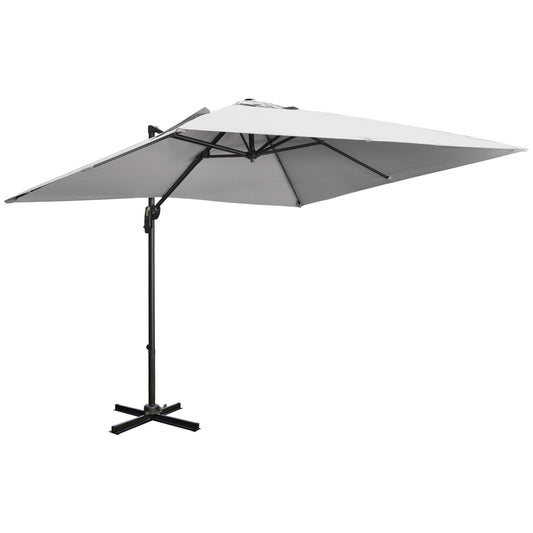 2.7 x 2.7 m Cantilever Parasol, Square Overhanging Umbrella with Cross Base, Crank Handle, Tilt