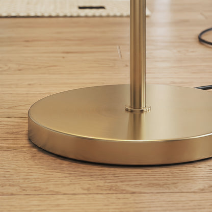 LED Floor Lamp, Modern Standing Lamp with 3 Colour Temperatures, Globe Glass Shades and Foot Switch, Gold Tone