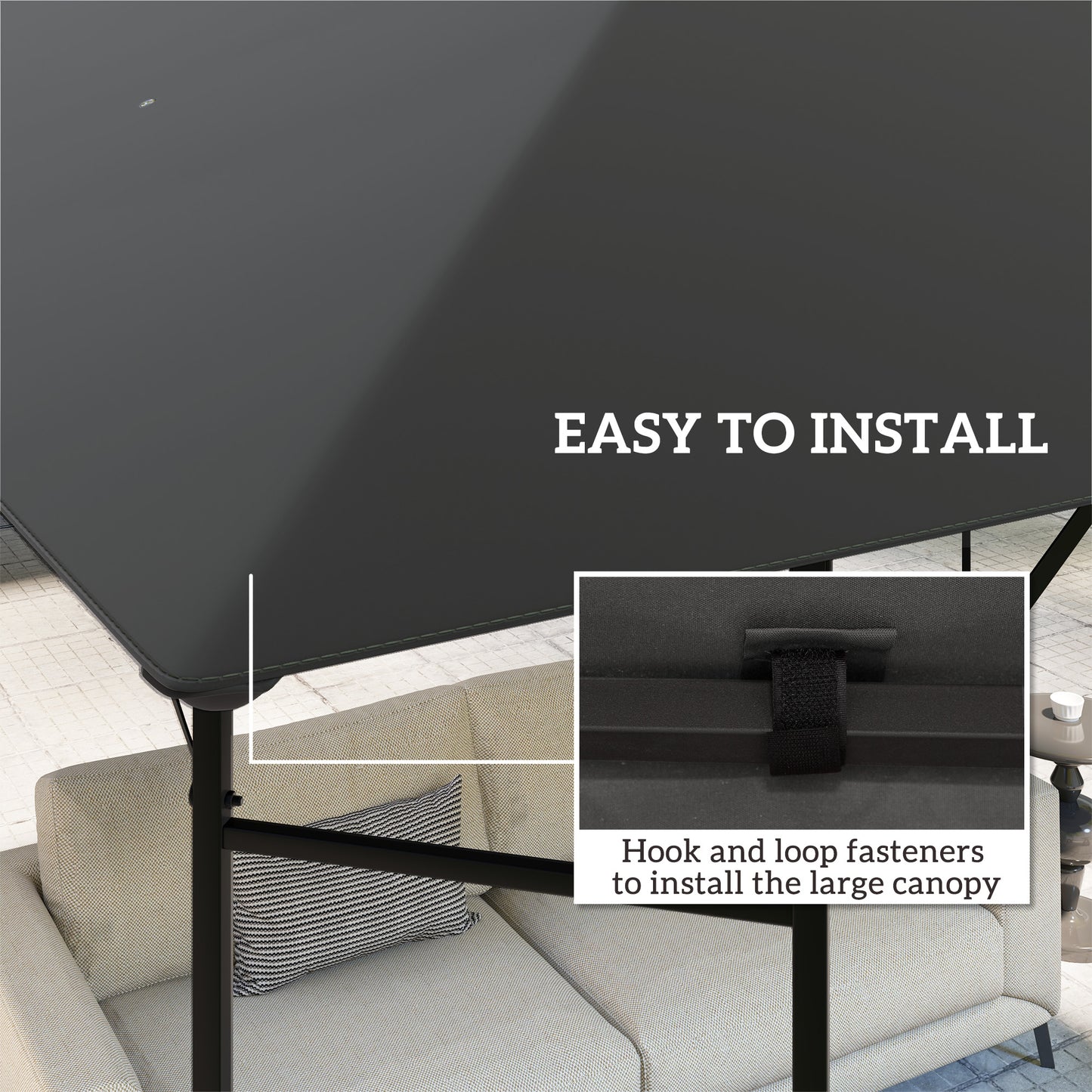 3 x 3(m) Gazebo Canopy Replacement Cover, Garden Gazebo Roof Replacement with Drain Holes, Water Resistant PVC Coating