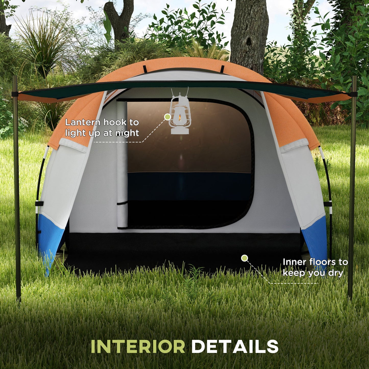 Two Man Two-Room Tent, with Porch and Accessories - Orange