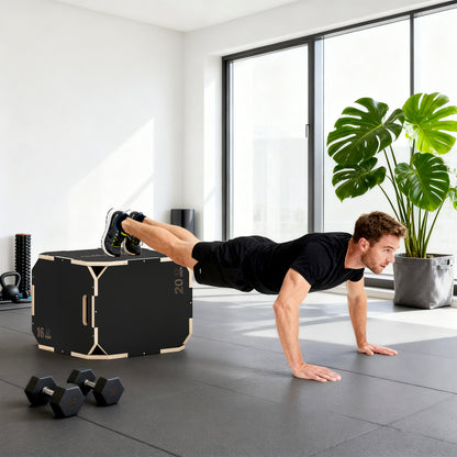Non-Slip Plyo Box, Corner-free Wooden Jump Box, 41 x 51 x 48 cm