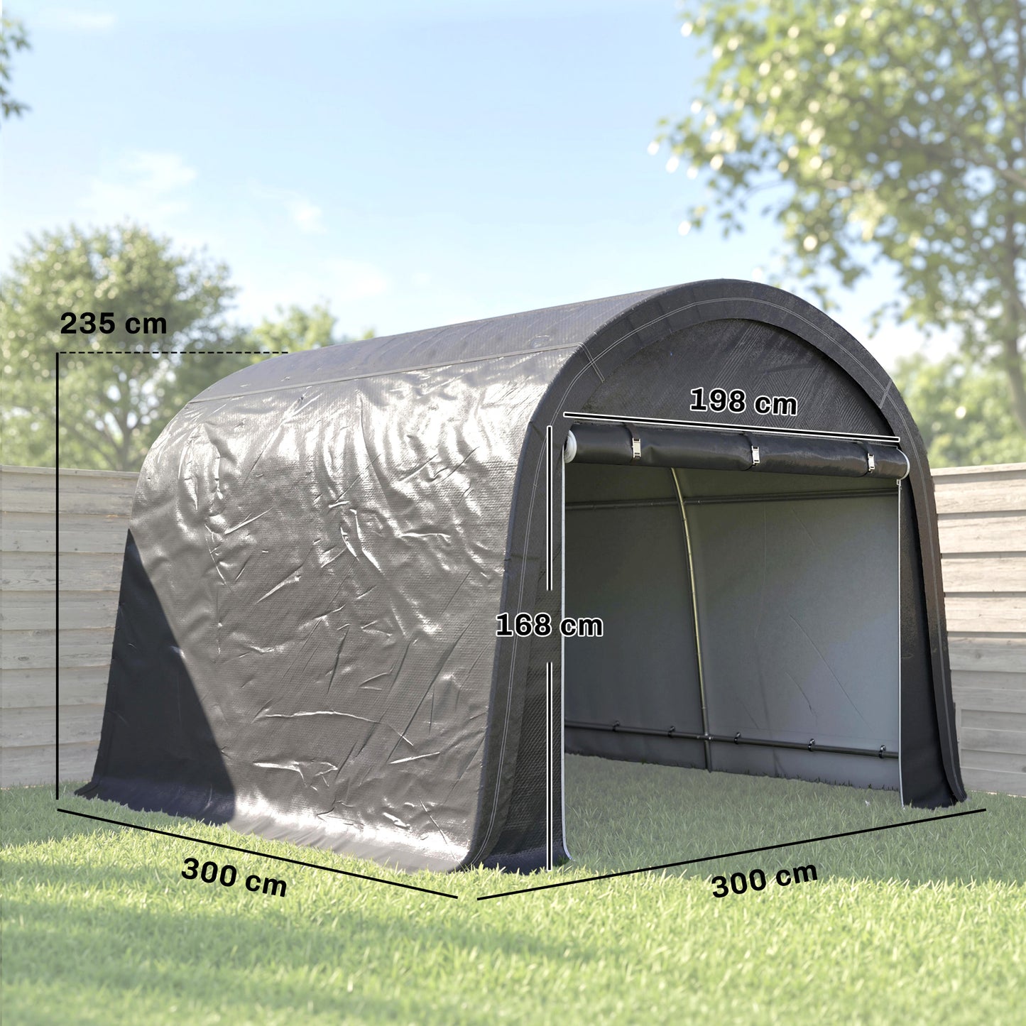 3 x 3(m) Garden Storage Tent, Heavy Duty Outdoor Shed with 2 Doors
