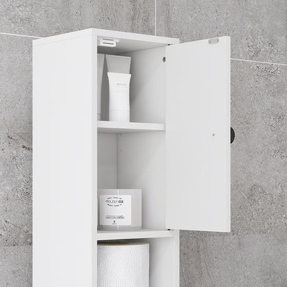 180cm Slim Bathroom Cabinet with 9-layered Independent Storage for Family-friendly Storage - White