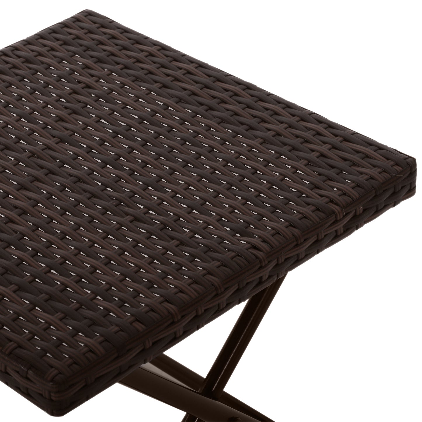Folding Garden Coffee Table, Wicker Outdoor Bistro Side Table with PE Rattan Top for Patio, Balcony, Porch, 40 x 40 x 40 cm