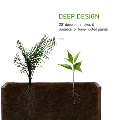 Wooden Raised Garden Bed, 120 x 50 x 45cm Elevated Planter Box, Outdoor Flower Bed with Drainage Gaps, Easy Assembly