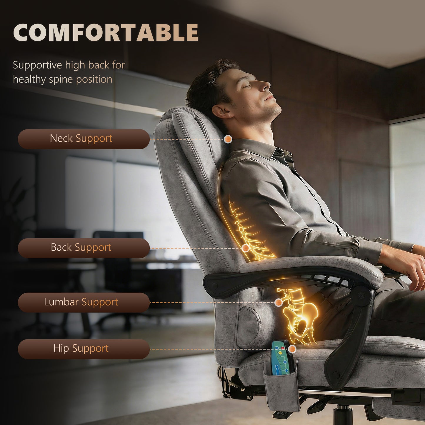 Heated 6 Points Vibration Massage Executive Office Chair