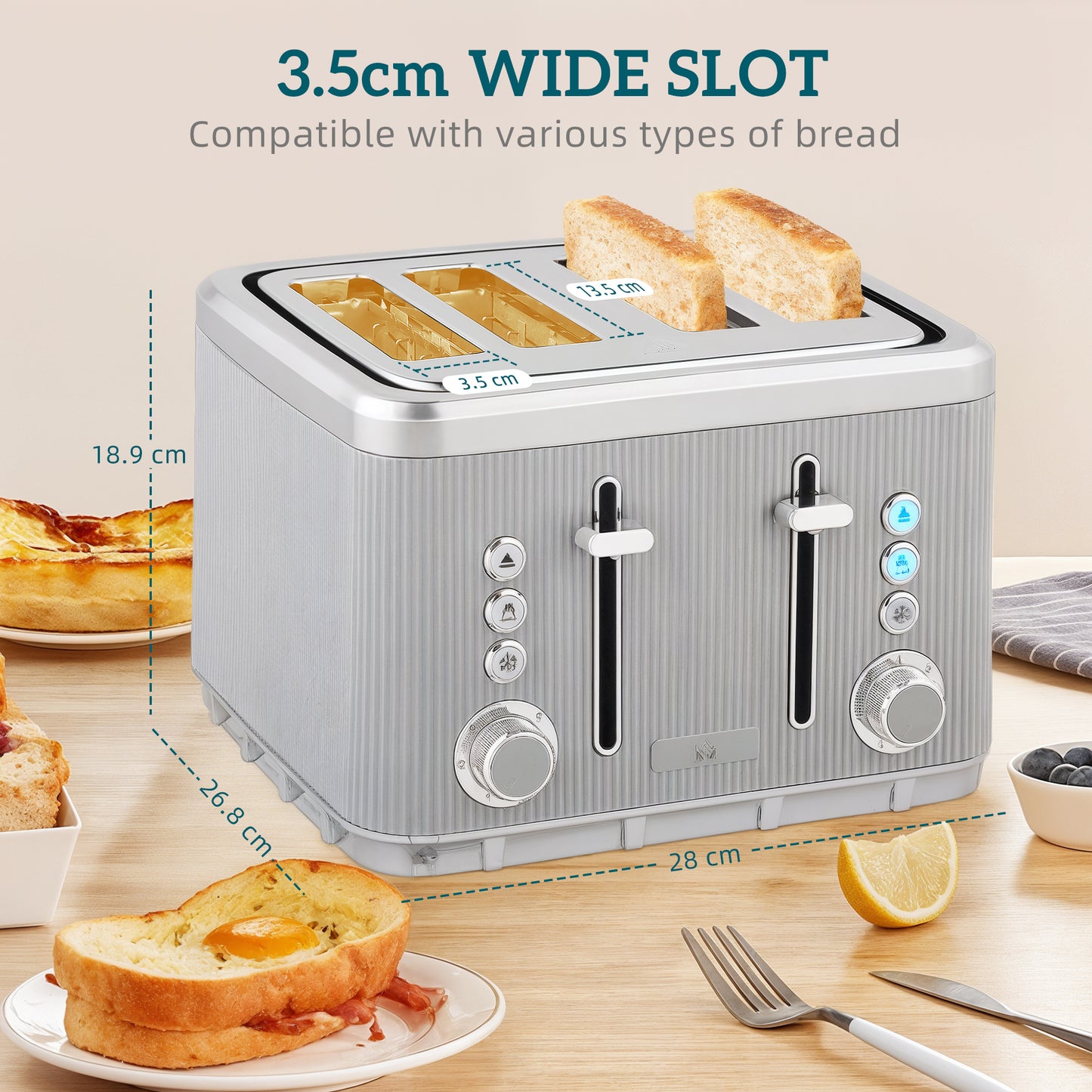 Electric Stainless Steel Kettle and Toaster Set, 3000W 1.7L UK Strix Thermostat Fast Boil Kettle w/ Limescale Filter