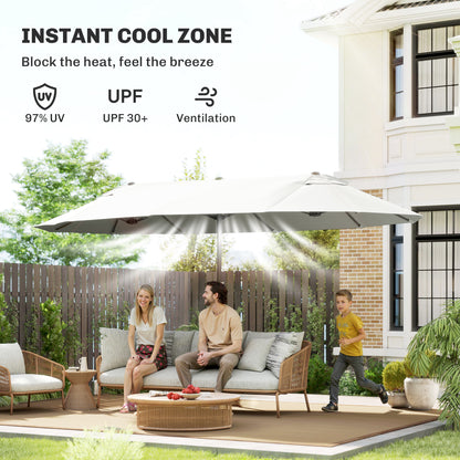 4.6m Double Garden Parasol - Beige