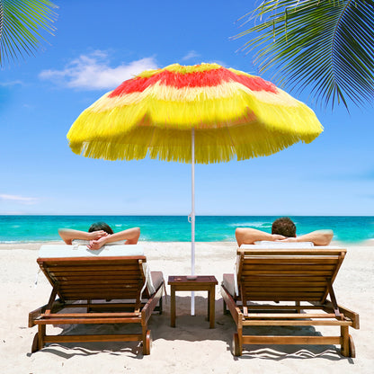 1.6m Garden Hawaii Parasol, Patio Beach Sun Umbrella Sunshade Hawaiian Folding Tilting Crank Parasol (Multicolour)