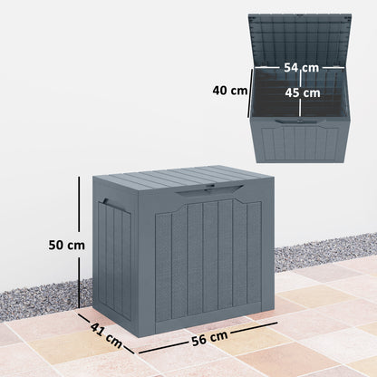 97L Plastic Garden Storage Box, Outdoor Storage Box with Handles, Waterproof Outdoor Storage Container, Light Grey