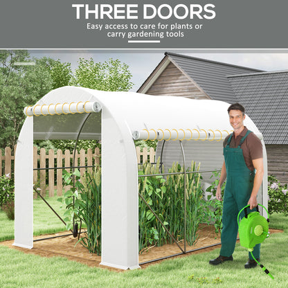 296 x 196cm Steel Frame Polytunnel Greenhouse - White