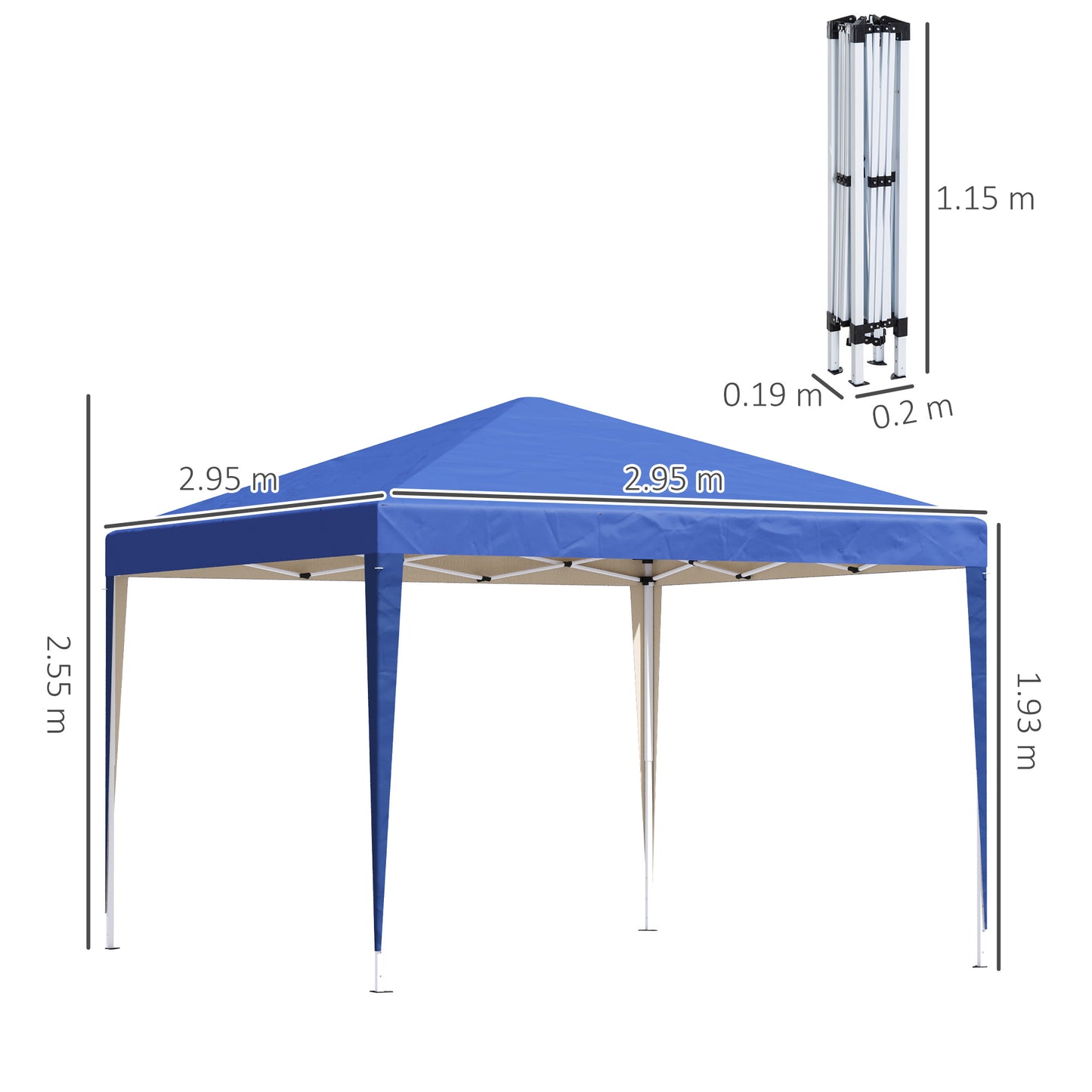 3 x 3M Garden Pop Up Gazebo Height Adjustable Marquee Party Tent Wedding Canopy with Carrying Bag, Blue