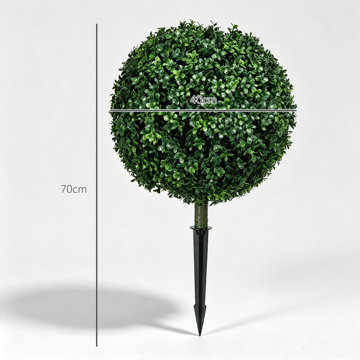 Artificial Boxwood Trees w/ Ground Stake, Set of 2 Ball Shaped Topiary Trees for Home Office & Living Room, UV Resistant