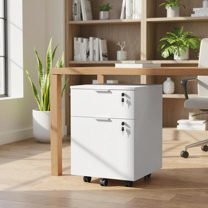 Two-Drawer Lockable Filing Cabinet - White