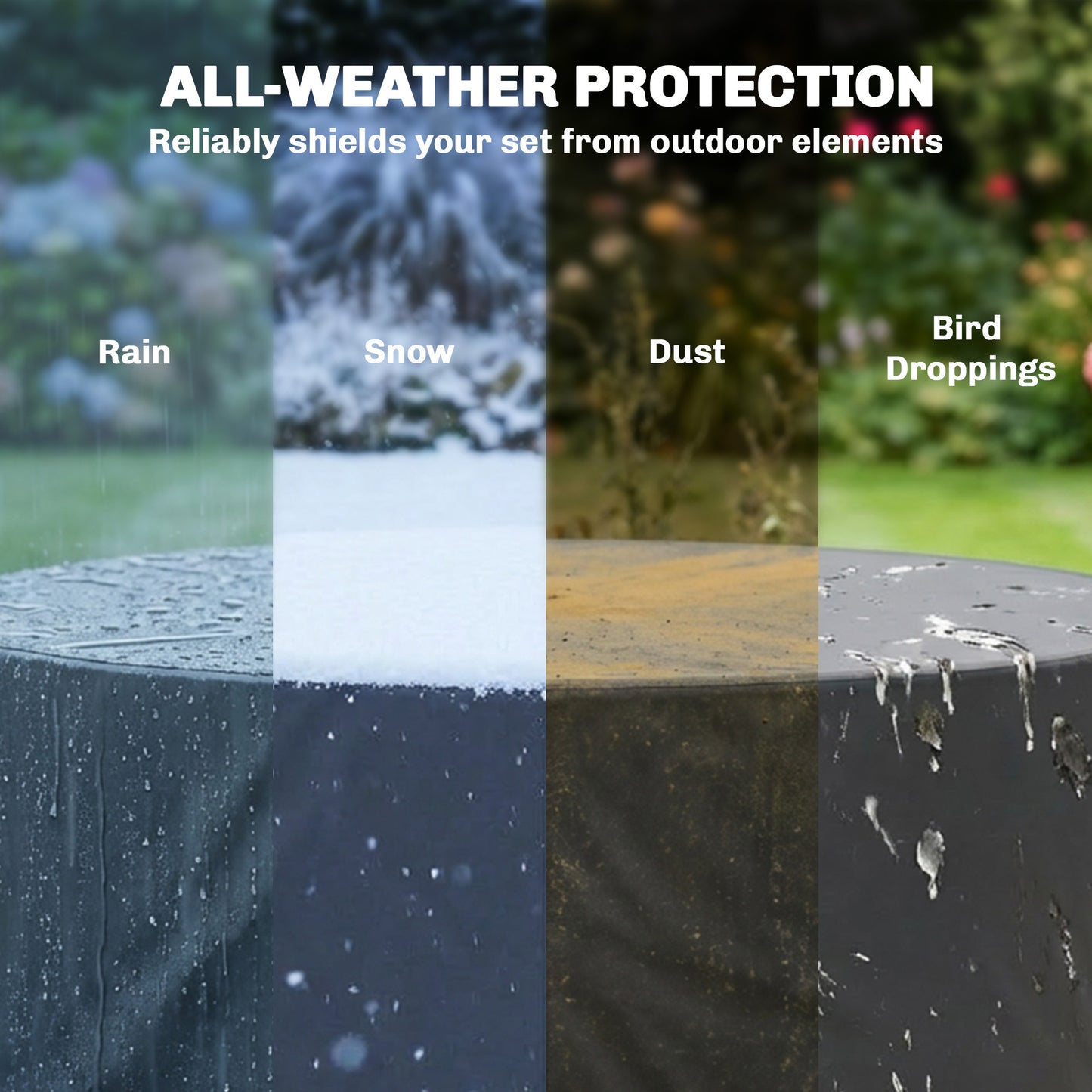 Round Garden Furniture Cover, Waterproof Garden Table Cover, 420D Heavy Duty Oxford for Outdoor, Dia.214 x 70 cm, Black