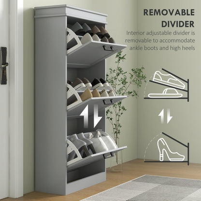 Three-Drawer Minimalistic Shoe Cabinet - Grey