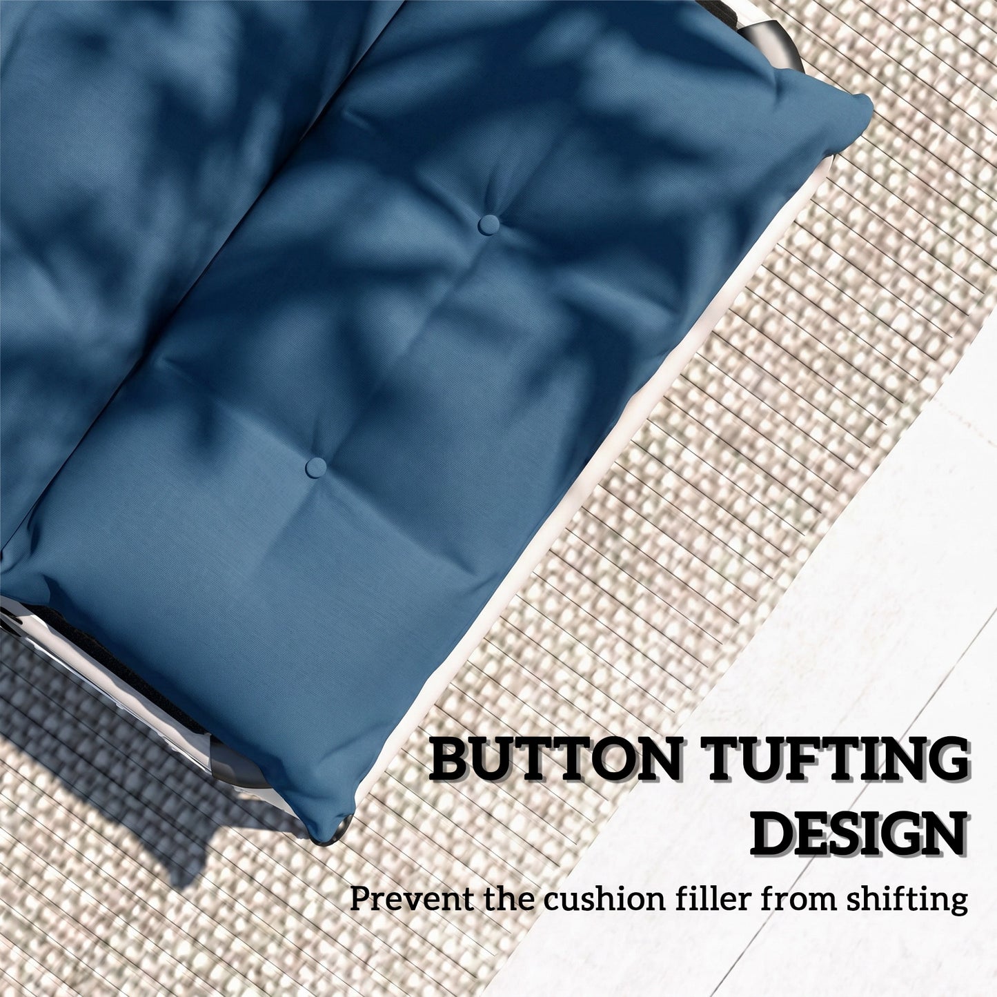 Set of Two 190 x 56cm Sun Lounger Cushions - Navy Blue