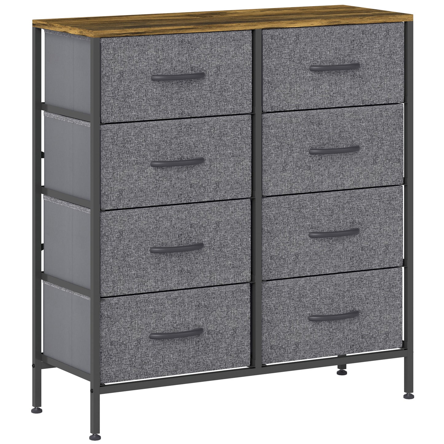 Fabric Chest of Drawers, Industrial Bedroom Dresser with 8 Fabric Drawers, Steel Frame and Wooden Top for Nursery