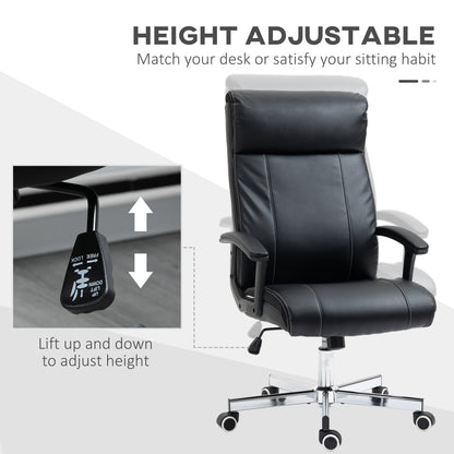 Massage Office Chair, PU Desk Chair with 6 Point Massage, High Back Computer Chair with Metal Legs, Thick Seat