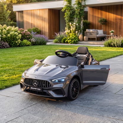 Licensed Mercedes AMG Kids Electric Car, 12V Ride On Car with Dual Motors, Remote Control for 3-6 Years, Grey