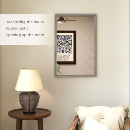 Wall Bathroom Mirror, 40 x 60 cm Wall-Mounted Mirror for Living Room, Bedroom, Hallway, Grey