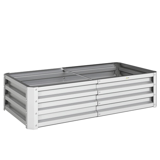 Raised Beds for Garden, Galvanized Outdoor Planters, for Herbs and Vegetables, Use for Patio, Backyard, Balcony, Silver