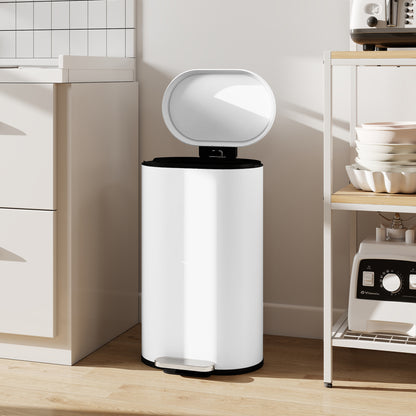 30 L Modern Curved Kitchen Bin - White