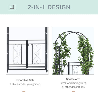 Outdoor Garden Arch with Double Gates, Metal Garden Arbor for Climbing Plants, Roses, Vines, Wedding Arch for Outdoor