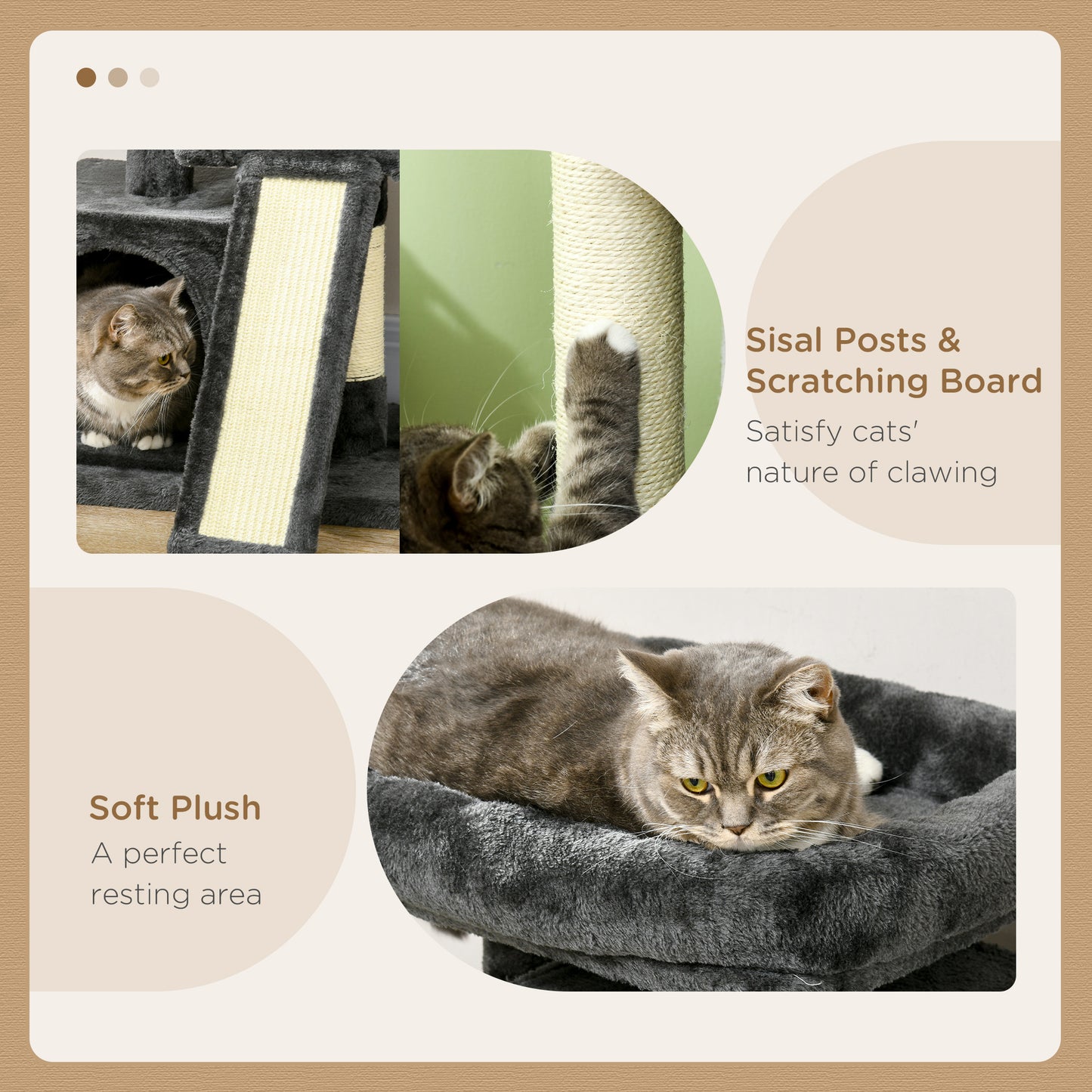 Cat Tree for Indoor Cats 81cm Cat Scratching Post Scratch Board Kitten Tower Climbing Frame, Black